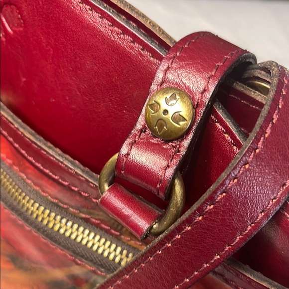 Patricia Nash- Floral Red Leather Tote Bag - Picture 4 of 15